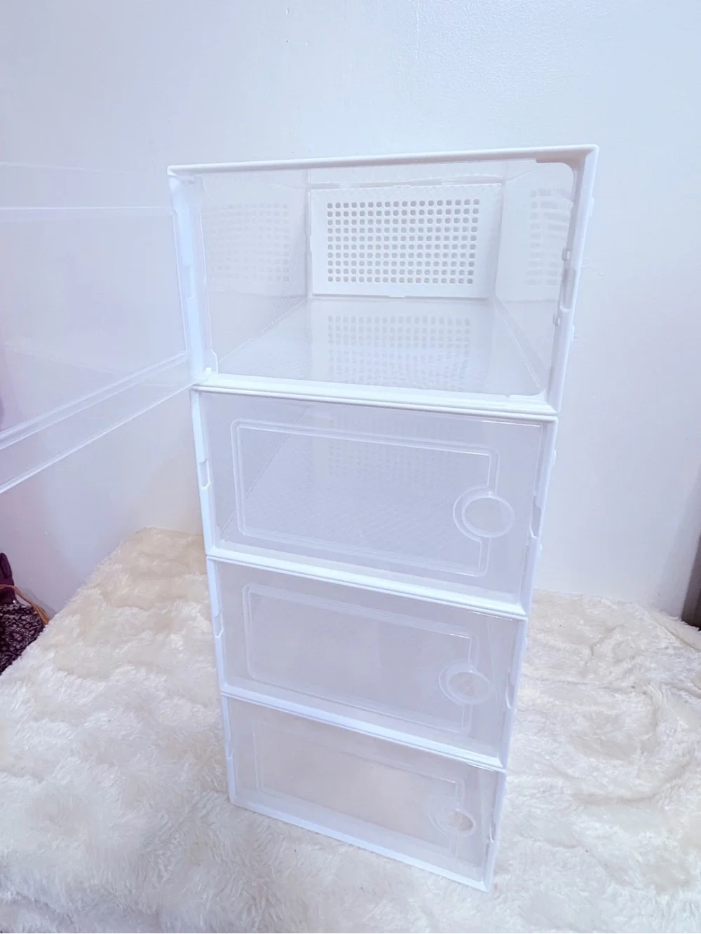 White Stackable 4-Drawer Home Storage Organizer